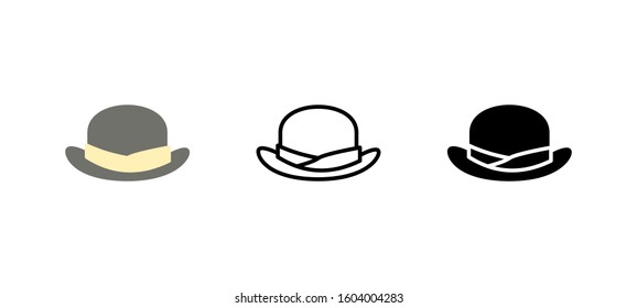 Hat accesories clothes icon. Apparel flat, silhouette, line vector illustration on white background