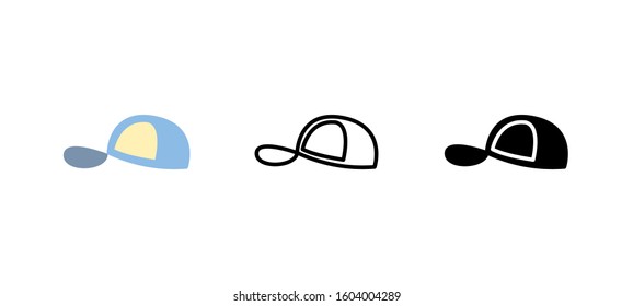 Hat accesories clothes icon. Apparel flat, silhouette, line vector illustration on white background