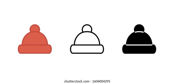 Hat accesories clothes icon. Apparel flat, silhouette, line vector illustration on white background