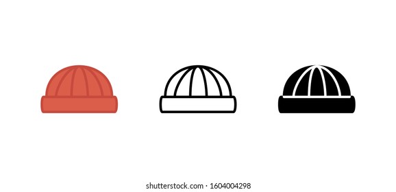 Hat accesories clothes icon. Apparel flat, silhouette, line vector illustration on white background