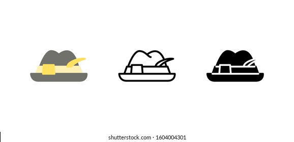 Hat accesories clothes icon. Apparel flat, silhouette, line vector illustration on white background
