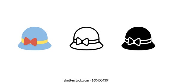 Hat accesories clothes icon. Apparel flat, silhouette, line vector illustration on white background