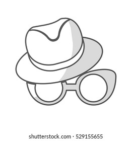 hat accessory and glasses icon over white background. hipster style design. vector illustration