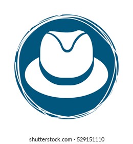 hat accessory icon inside blue circle over white background. hipster style design. vector illustration