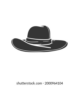 Hat Adventure Icon Silhouette Illustration. Cowboy Vector Graphic Pictogram Symbol Clip Art. Doodle Sketch Black Sign.