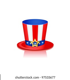 Hat in American Flag Colors. Vector Isolated Icon on 4th July