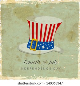 Hat in American National Flag colors on vintage background for 4th July, Independence Day