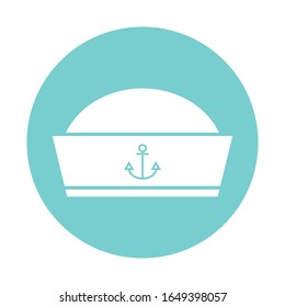 Hat with anchor block style icon design Sea nautical ocean navigation travel underwater water and marine theme Vector illustration
