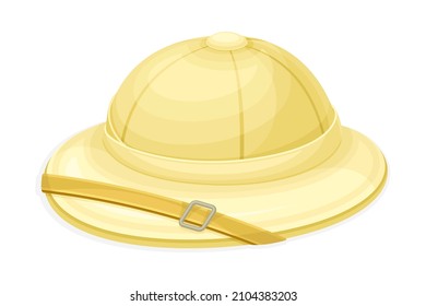 Hat of archaeologist, safari headgear vector illustration isolated on white