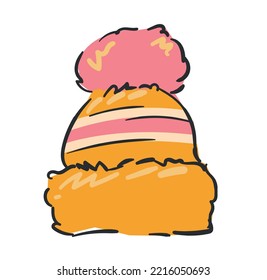 Hat Autumn Sketch Cartoon Drawing Isolated On White Background Vector Illustration
