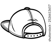 Hat Backward Outline Drawing Vector Illustration