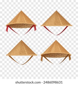 Hat bamboo. Hat farmer asian straw cap Traditional vietnamese. Flat Vector