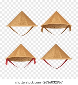 Hat bamboo. Hat farmer Asian straw cap Traditional Vietnamese. Flat Vector
