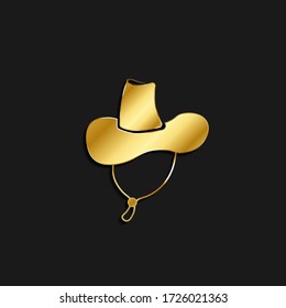 Sombrero, playa, verano, icono de oro. Ilustración vectorial del estilo dorado