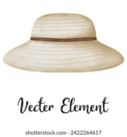 Hat beach watercolor element for summer