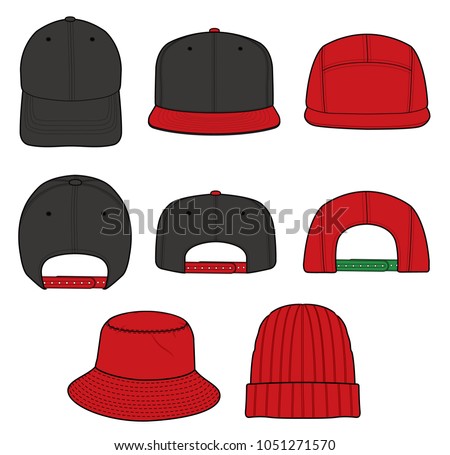 Hat beanie design illustration flat sketches template