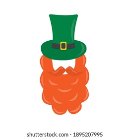 Hat, beard and mustache. Element for St. Patrick s Day. Cartoon illustration for pub invitation, t-shirt design, cards or decor