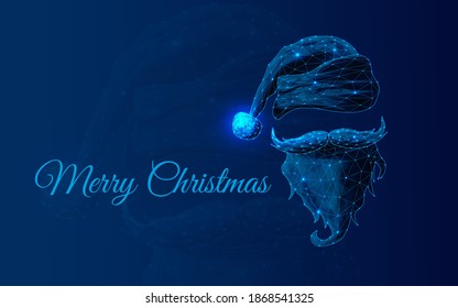 hat, beard and mustache of Santa Claus, a symbol of the New Year, Christmas, Secret Santa, the spirit of Christmas, Saint Nicholas, a feast for which gifts are given.2021.low poly,vector wireframe