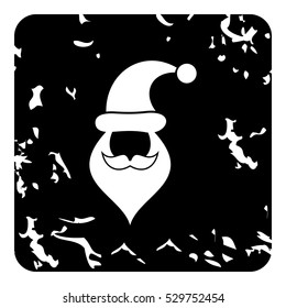 Hat and beard with mustache of Santa Claus icon. Grunge illustration of hat and beard with mustache of Santa Claus vector icon for web