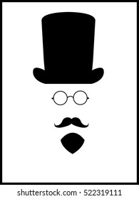 A hat with a beard and mustache wearing glasses