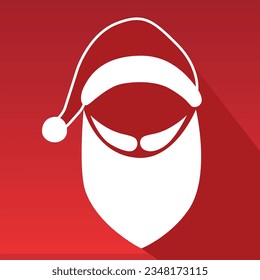 Hat and beard of Santa Claus. Icon, Vector