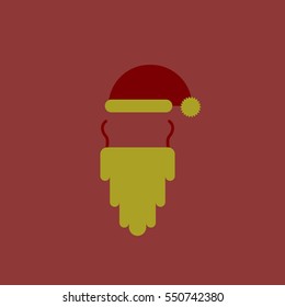 hat and beard Vector illustration of Accessories Santa Claus hat and beard