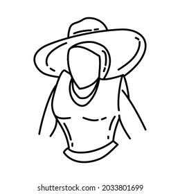 Hat Biracial for Party Name and Activity Device Hand Drawn Icon Set Vector.