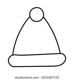 hat black line knitted doodle element icon vector illustration