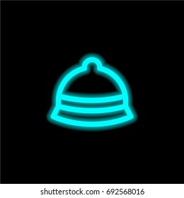 Hat blue glowing neon ui ux icon. Glowing sign logo vector