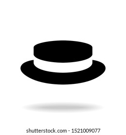 Hat boater graphic icon. Black hat sign isolated on white background. Vector illustration