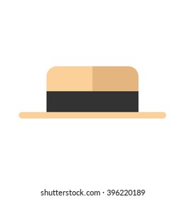 Hat Boater Icon. Flat Design.