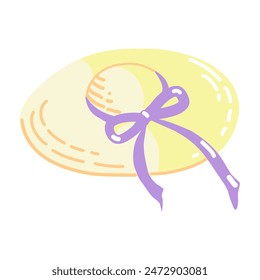 Hat with bow. Cartoon illustration