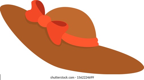 Hat with bow, illustration, vector on white background.