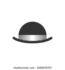 Hat bowler isolated. Black Vintage Hat. Vector illustration