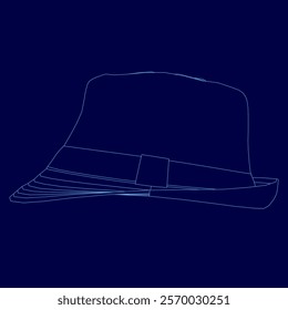 Hat with a brim is drawn in blue