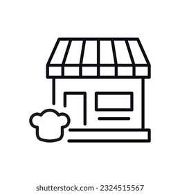 Chef’s Hat by Store Isolated Line Icon. Perfect for web sites, apps, UI, internet, shops, stores. Simple image drawn with black thin line