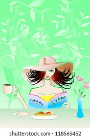 hat cafe woman