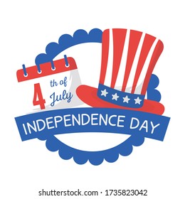 hat and calendar seal stamp design, Independence day happy 4th july and usa theme Vector illustration