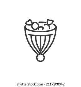 Hat with candies line icon. linear style sign for mobile concept and web design. Novruz holiday hat with sweets outline vector icon. Symbol, logo illustration. Vector graphics