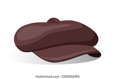 Hat and cap. Brown panama for summer season and hot weather. Fashion, trend and style. Graphic element for website. Stylish headwear. Flat vector illustration isolated on white background