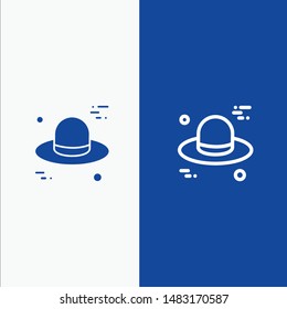 Hat, Cap, Canada Line and Glyph Solid icon Blue banner Line and Glyph Solid icon Blue banner