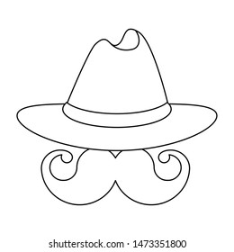 hat cap clothing classic fashion with vintage moustache cartoon vector illustration graphic design