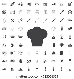 hat cap Cook black icon on the white background restaurant cafe set Flat vector illustration