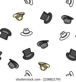 hat cap head man safety fashion Vector Seamless Pattern Thin Line Illustration