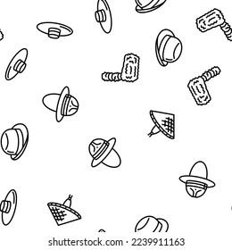 hat cap head man safety fashion Vector Seamless Pattern Thin Line Illustration