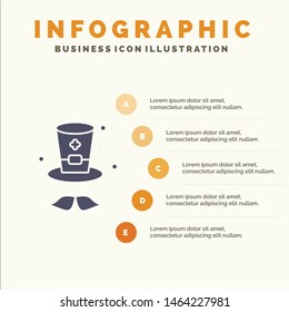 Hat, Cap, Ireland Solid Icon Infographics 5 Steps Presentation Background. Vector Icon Template background