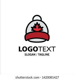 Hat, Cap, Leaf, Canada Business Logo Template. Flat Color