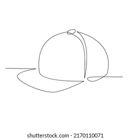 hat cap one line, single line, continuous line drawing isolated on white background