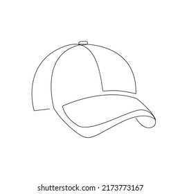 hat cap one line, single line, continuous line drawing isolated on white background