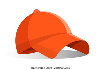 Hat and cap. Orange cap for summer season and hot weather. Fashion, trend and style. Aesthetics and elegance. Template and layout. Flat vector illustration isolated on white background